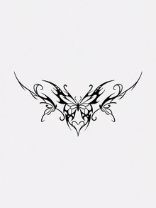 1pc Washable Herbal Temporary Tattoo, PVC Heart Dark Fairy Demon Wing Seductive Pattern, Fashionable European & American Style, Waterproof & Sweat-Proof, Lasts 1-2 Weeks, Suitable For People For Daily Use,Halloween Costume - Black - View 4