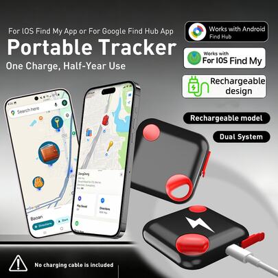 RSH 防缠绕智能追踪标签，全新双系统，USB-C接口，可充电电池，防丢定位追踪器，兼容“查找我的”和 Find Hub（安卓系统），物品查找智能标签，行李钥匙定位器，钱包查找器，带丢失提醒功能，春季礼物