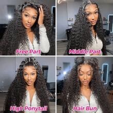 bling hair 42 Inch Pre Plucked 13x6 Jerry Curly Lace Front Human Hair Wigs Wear And Go Deep Wave Human Hair Lace Front Glueless Wigs Human Hair For Women 200% Density Deep Curly Lace Front Wigs Human Hair Pre Plucked With Baby Hair 13x6 13x4 4x4 Lace Front Wigs Human Hair Wigs Everyday Party Use Needed Long Black Wig Versatile Hairpiece Sleek Hairstyle Realistic Hairpiece Beauty Accessory Beginner Friendly For Sports, Vacation, Halloween, Christmas, Festivals, Proms, Outdoor, Cosplay, Campus, School, Beach, Wedding, Camping, Holiday, Summer Outfits, Charming, Elegant, Casual, Y2K Fashion, SS25 Styles, For Daily Use - Natural Black - Xem 6