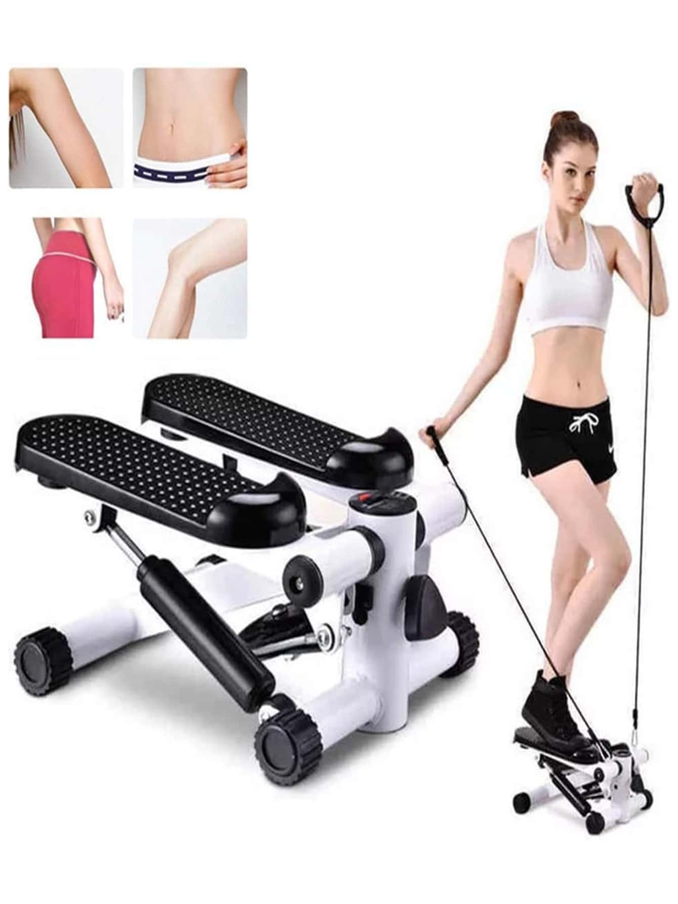 Mini escaladora para hogar, máquina de escalar ejercitadora doméstica, con banda de resistencia desmontable, equipo de escalada de bajo impacto - Blanco y Negro - Ver 1