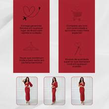 Vestido Longuete Linho Mula Manca Abertura Elegante - Vermelho - Visão 8