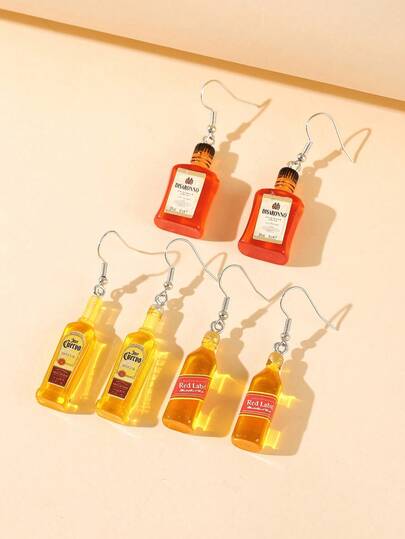 1 Pair Fashionable Minimalist Exquisite High-End Liquor Bottle Resin Earrings, Multiple Styles Available