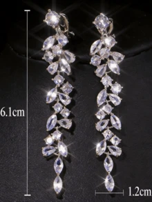 Pendientes con borla de circonita cúbica encantadores, adecuados para fiestas y vestimenta de noche - Pendientes - Ver 6