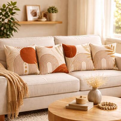 Kit 4 Capas de Almofadas Decorativas Sala Quarto Moderna Luxo Jardim Moderno