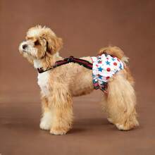 3pcs Washable Female Suspender Dog Diapers - Doggie Reusable Diapers For Doggy Puppy Female In Period - Highly Absorbent Dog Heat Panties Plaid, With Shoulder Strap - 彩色 - 查看 6