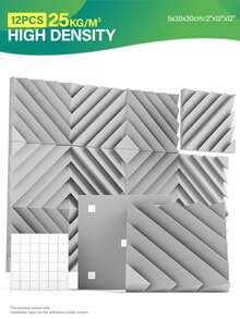 OSITE SKY 12 miếng - Xốp cách âm (12x12x2 inch) Tấm cách âm rãnh kim cương | Giãn nở nhanh, dễ lắp đặt | Miếng dán tường trang trí nhà/văn phòng - 12 chiếc (Kèm băng dính) - Xem 10