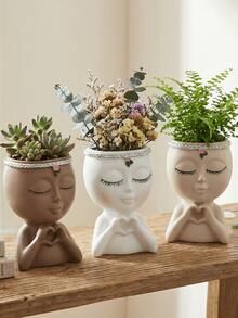 1 Chiếc Tượng Bán Thân Trang Trí - Bình Hoa & Giá Đựng Cọ Để Bàn Bằng Nhựa Cao Cấp Dành Cho Nữ | Trang Trí Phòng Thẩm Mỹ, Quà Tặng Độc Đáo Cho Nàng, Trang Trí Bàn Làm Việc, Trang Trí Nhà Phong Cách Cổ Điển, Trang Trí Phòng Màu Hồng, Trưng Bày Kệ - Cô gái trái tim mới - Xem 4