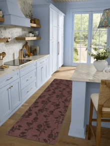 1pc Floor Mat/Rug (Rug, Carpet, Area Rug, Bath Mat, Bath Rug, Door Mat, Runners, Runner Rug), European Vintage - Aesthetic Floral Stripe Plant Elements - Hallway Runner Carpet, Bathroom, Kitchen, Entrance, Doorway, Corridor, Bedside, Living Room, Bedroom Etc.) + All Season Soft Washable Rug, Home Decor - Multicolor - View 4