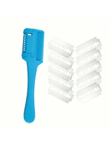 1 Pc Pet Razor Comb With 10 Replacement Blades, 2-In-1 Dog And Cat Hair Trimmer, PP Material Double-Sided Cutting Comb Suitable For Various Breeds, Trimming Tool For Hair Removal And Thinning - Multicolor - View 14