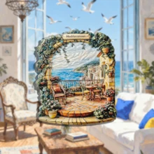 1pc Mediterranean Architecture Balcony Creative Resin Fridge Magnet, 3D Embossed High-End Resin Crafted PVC Fridge Magnet, Kitchen Decor, Landscape Magnet, Ideal Gift For Travel Enthusiasts - 1PC - View 1