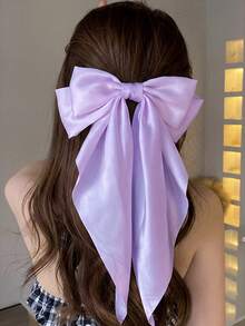1 pieza Clip de pelo con lazo de satén extra grande para mujeres y niñas, Barrette de pelo con gran lazo de seda, Accesorio de pelo elegante francés, Clip de pelo con lazo grande y lindo adecuado para el Ramadán, San Valentín, boda, fiesta, uso diario (Lazo color lila púrpura) - Lila Púrpura - Ver 7
