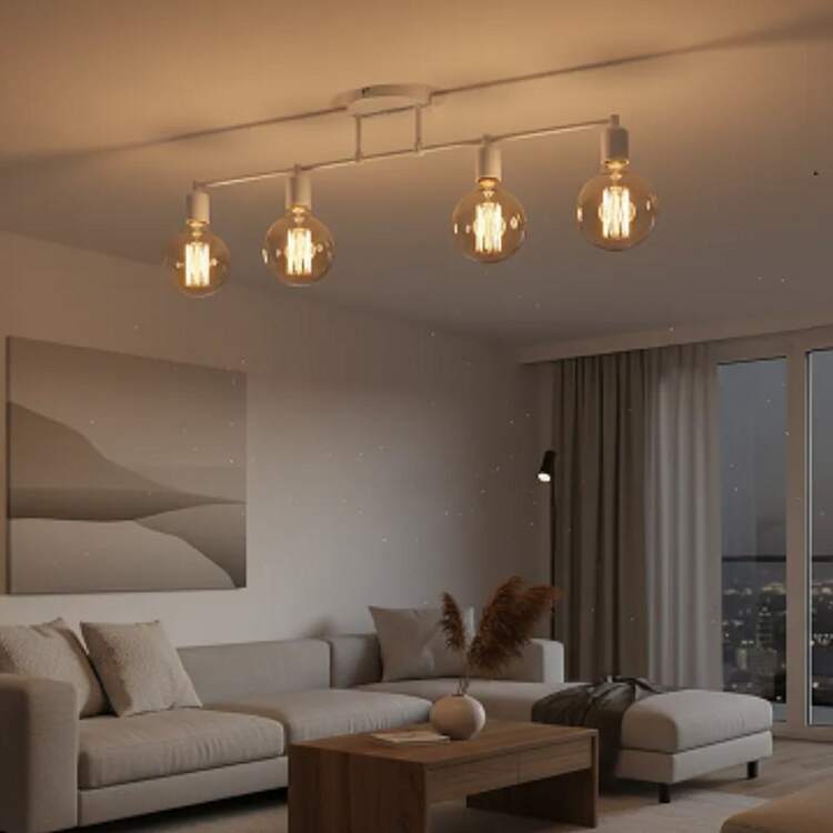 Aluminum Track Spotlight For 4 Bulbs, Modern Design Ceiling Light, 127v/220v - White - View 2