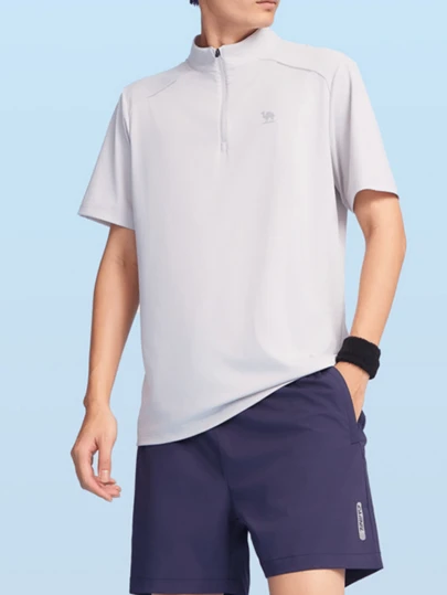 CAMEL CROWN 男士户外速干T恤，轻盈透气吸湿排汗凉爽防晒圆领短袖T恤，夏季