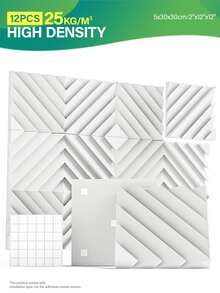 OSITE SKY 12 miếng - Xốp cách âm (12x12x2 inch) Tấm cách âm rãnh kim cương | Giãn nở nhanh, dễ lắp đặt | Miếng dán tường trang trí nhà/văn phòng - 12 chiếc (Kèm băng dính) - Xem 11