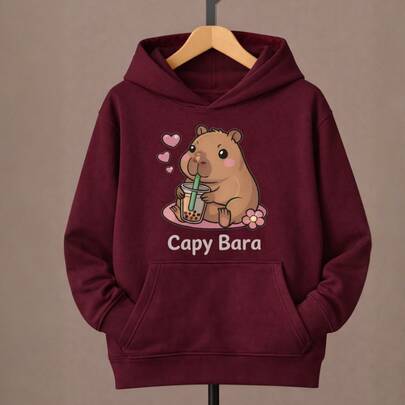 Moletom Infantil Canguru Estampa Capy Bara 1032 Agasalho De Frio Inverno Bolsos Capuz Blusa de Frio