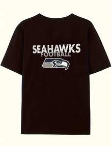 Seahawks  Short Sleeve Graphic T-Shirt, Seattle NFC West Football Fan Shirt, Unisex Cotton Breathable Casual Wear, Game Day Tailgating For Men Women - black4 - 查看 3
