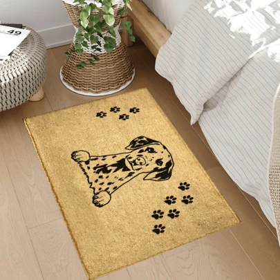 Thảm in hình chó nhỏ, chất liệu giả len - Thấm hút tốt, dễ vệ sinh, phù hợp trang trí nhà cửa, phong cách nông trại, lối vào, trong nhà, phòng ngủ, nhà bếp, phòng ăn, văn phòng nhỏ/văn phòng tại nhà, bồn rửa, phòng giặt, thảm chùi chân, thảm bếp, thảm chống trơn trượt.