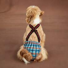 3pcs Washable Female Suspender Dog Diapers - Doggie Reusable Diapers For Doggy Puppy Female In Period - Highly Absorbent Dog Heat Panties Plaid, With Shoulder Strap - 彩色 - 查看 4