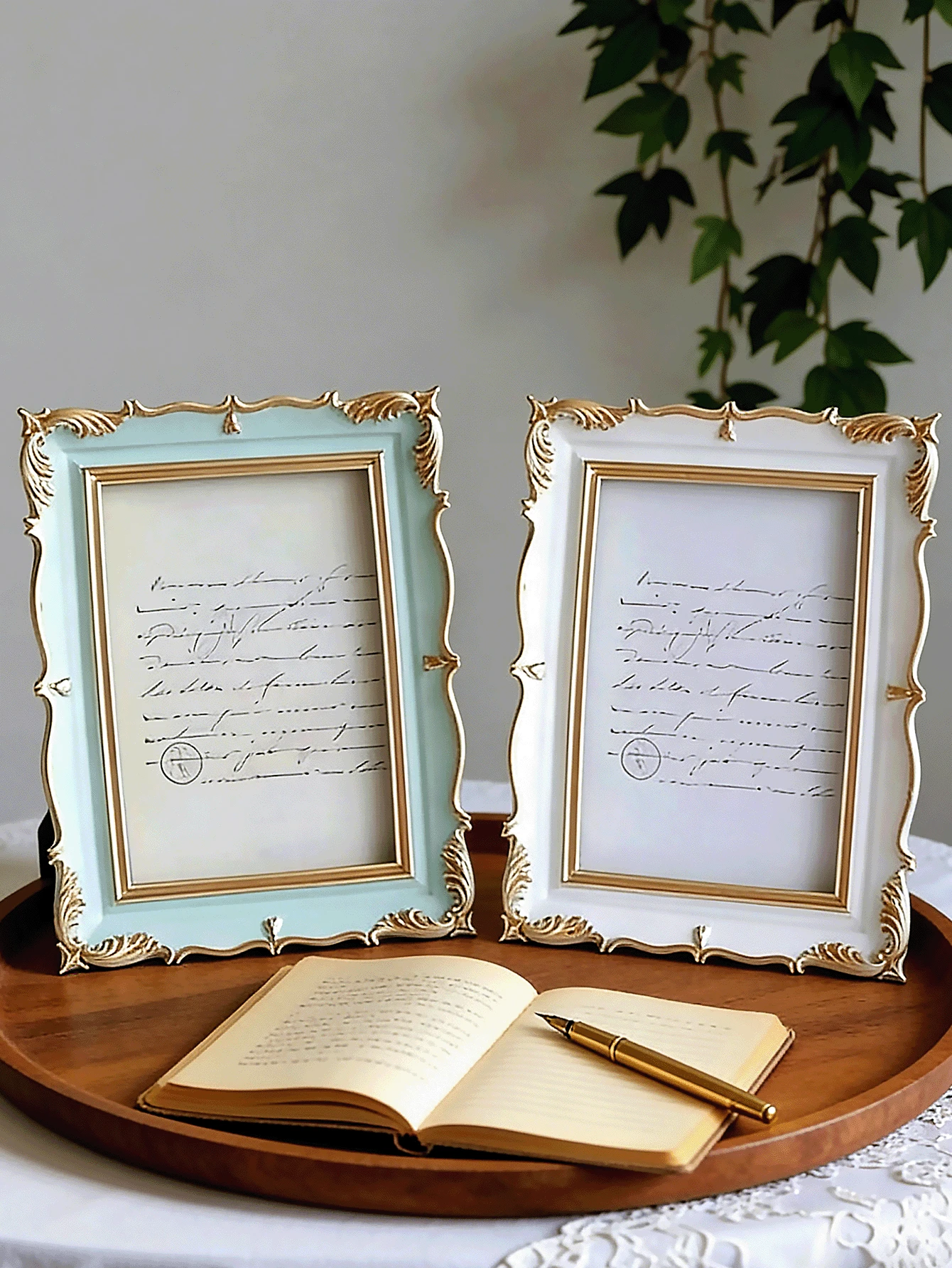 1 khung ảnh treo tường trang trí bằng nhựa chạm khắc kiểu Châu Âu cổ điển. - Nhiều màu - Xem 1