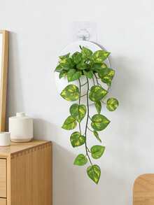 1 Set/3 Realistic Artificial Gold Flower Pots With Self-Adhesive Wall Basket Flower Pots - Without Drilling Suction Cup Hooks, Available In All Seasons, Capable Of Storing Soil And Water - Multicolor - View 2