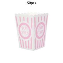 10pcs/30pcs/50pcs Classic Light Pink Striped Popcorn Boxes, Pink & White Striped Paper Popcorn Containers Suitable For Movie Night, Carnival, Birthday, Baby Shower, Gender Reveal, Wedding Party Gifts And Supplies - 粉紅色圖案 - 查看 7