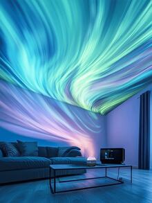 1pc Aurora Night Light - Northern Lights Projector With Remote Control - Room LED Lamp, Mini Night Light Projector Ambience Lighting For Bedroom/Ceiling/Party Decor - Multicolor Light - View 5