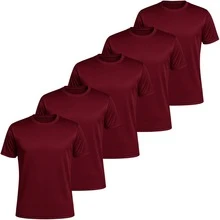 Kit Of 5 Men's Dry Fit T-Shirts For Gym, Workout, Plain, Summer, Slim Fit - Đỏ - Xem 8