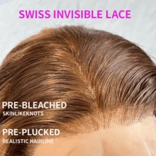 34 Inch 200% Density Highlight Wig Human Blended Hair 13x4 5x5 HD Transparent Lace Frontal Human Blended Hair Wig 4/27 Body Wave Blended Hair Pre Plucked Nature Hairline And Pre-Bleached Invisible Knots With Baby Hair Cosplay Wigs Suitable For Halloween Or Parties - S4/27 - View 8