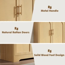 Aparador de ratán con 4 puertas, mesa consola moderna, mueble bar con acentos para sala de estar, cocina, pasillo, comedor y entrada. - madera - Ver 5