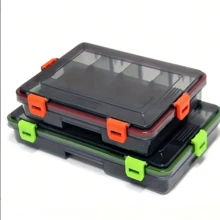 2-częściowa, duża, pojemna skrzynka na sprzęt wędkarski – wytrzymały materiał, służy do przechowywania haczyków, przynęt i przynęt, z regulowanymi przegródkami, przezroczysta - Wielokolorowe - Zobacz 2