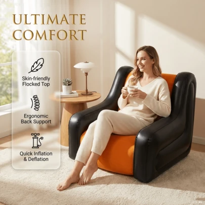 折叠懒人沙发，加厚折叠充气躺椅，紧凑型游戏躺椅，休闲床/睡眠气垫长凳