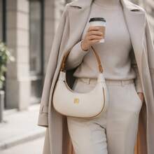 Women's Half Moon Tote Shoulder Bag Small Sophisticated - Gading - View 4