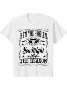 aesthetic Concert Ready T-Shirt – 'if i'm The Problem' Design for unique - Bianco - Visualizzare 1