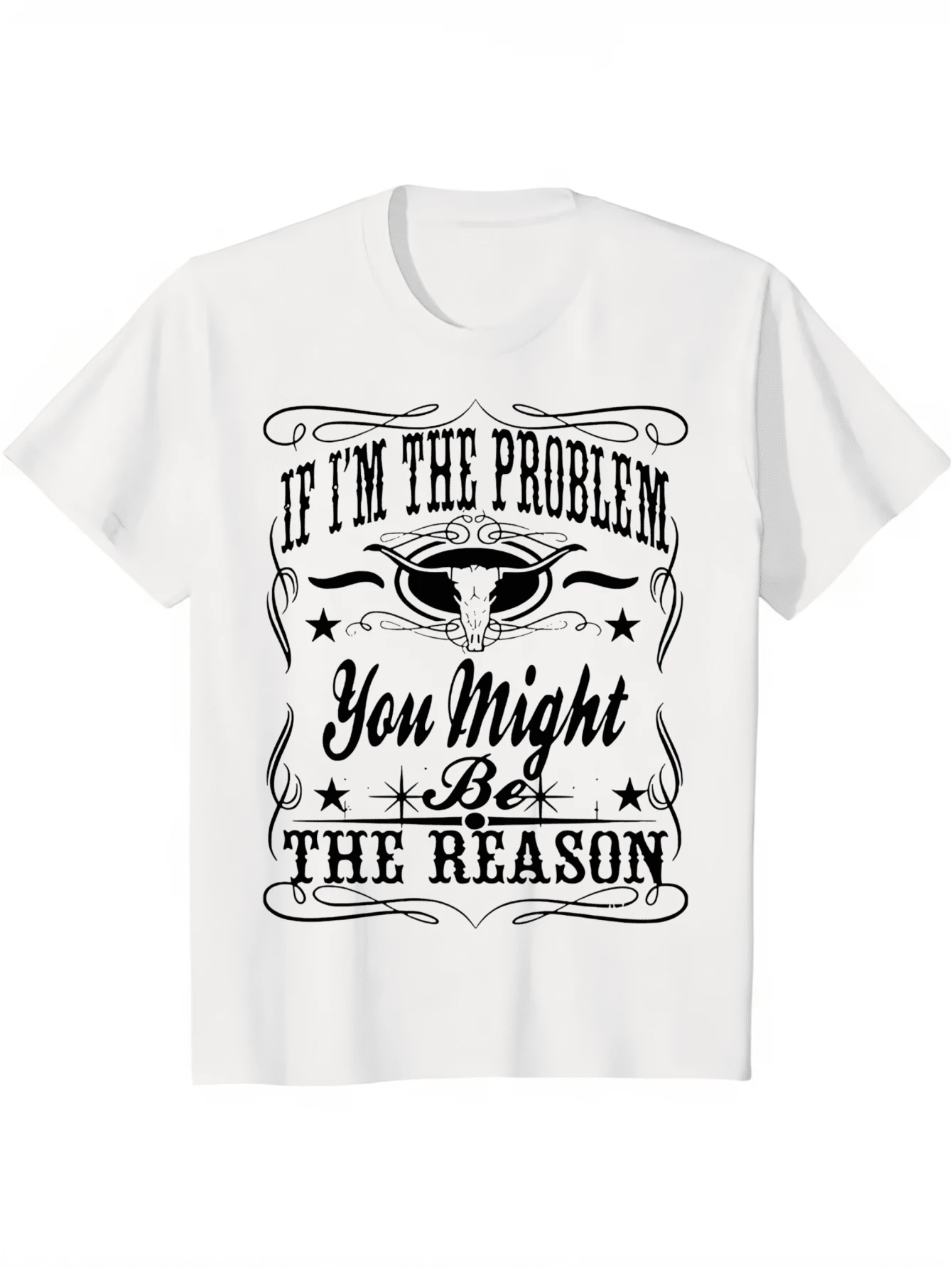 aesthetic Concert Ready T-Shirt – 'if i'm The Problem' Design for unique - Bianco - Visualizzare 1