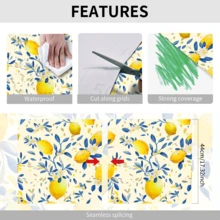 1 Roll Yellow Lemon Floral Self-Adhesive Wallpaper, Removable Waterproof Contact Paper, Fruit Pattern Suitable For Living Room, Bedroom, Kitchen, Furniture Decoration, Rental-Friendly, DIY Gift Wallpaper - Lemon - View 12