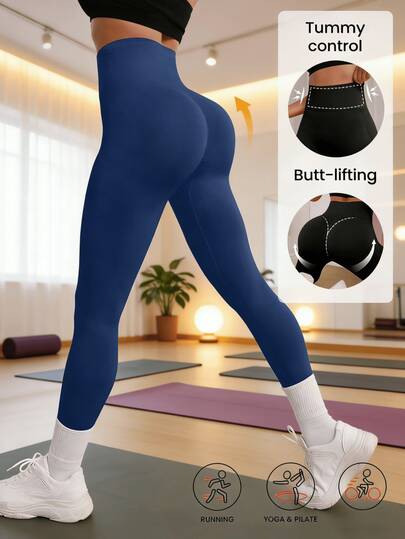 1 par de leggings de yoga para mujer, diseñados para realzar la figura y levantar los glúteos, adecuados para el uso diario, el entrenamiento físico y las actividades deportivas.