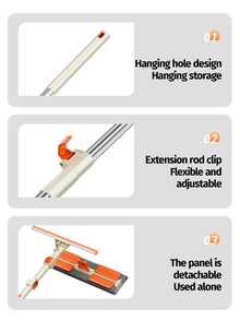 1 Set Of 2 Adjustable Window Cleaning Squeegee And Brush - Multi-Functional Plastic Bristles, Stainless Steel Handle, Suitable For Home And Outdoor Glass And Floor Cleaning, Perfect Gift For Living Room, Bedroom, Bathroom - Holiday & New Year - A - View 9