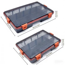 2-częściowa, duża, pojemna skrzynka na sprzęt wędkarski – wytrzymały materiał, służy do przechowywania haczyków, przynęt i przynęt, z regulowanymi przegródkami, przezroczysta - Wielokolorowe - Zobacz 11