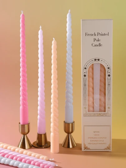 29厘米马卡龙螺旋长蜡烛，适合欧洲派对和婚礼，彩色包装蜡烛，可用于家居和商业装饰以及香薰疗法
