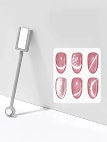 SAUA 1pc Strong Dual-Ended Magnet For 3D Cat Eye Gel Nail Polish, Multi-Functional Nail Gel Magnetic Stick - Grey - View 9