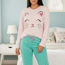 Women's Long Blogger Pajama Set - Warm, Soft Touch, Maximum Comfort For Sleeping In Cold Weather - Baby Pink - View 5