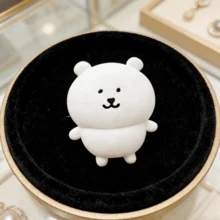 1pc Joke Bear Anime Plush Badge Cute Cartoon Self-Mocking Bear Brooch Soft Self-Deprecating Bear Stuffed Toy Doll Exquisite Christmas Birthday Gift - White - View 3