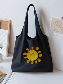 5 piezas Bolso de hombro con diseño de foto personalizado, bolso ligero y personalizado para oficina, desplazamientos, compras y almacenamiento escolar - Negro - Ver 4