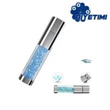BIYETIMI 128GB 时尚水钻U盘，64GB 防水U盘，128GB 水晶U盘礼品，天蓝色 - 藍色 - 查看 1