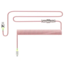 ATTACK SHARK C01 ULTRA Spiralkabel mit USB-C Anschluss, doppelt ummantelt mit RGB-Beleuchtung, abnehmbarer Metallstecker, Typ-C zu USB-A Kabel für mechanische Gaming-Tastaturen, Konsolen, PC, Geschenk, Feiertage, Geschenk für Familie - Weiß/Grau/Rot/Schwarz/Pink - Verschiedenfarbig - Übersicht 16