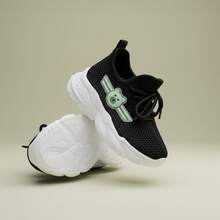 Tenis de Niña Zapatos para Niña Deportivos Casuales de Tejido de Punto Malla Transpirable con Diseño de Oso Calzado Infantil Cómodo con Cordones Suela Gruesa Antideslizante Resistente al Desgaste Zapatillas Deportivas Ligeras y Suaves para Correr Caminar y Uso Diario Moda Infantil Versátil Elegante - Negro - Ver 10