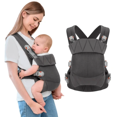 IULONEE Nyföddbärsele, mjuk och lätt babybärsele i omlottstil | Ergonomisk design med justerbart nackstöd, lämplig för nyfödda 3,7-18 kg, förbättrar komfort och stöd