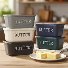 1 Set Plastic Butter Dish With Stainless Steel Butter Knife, Cheese Box, Food Storage Container - Multicolor - View 5