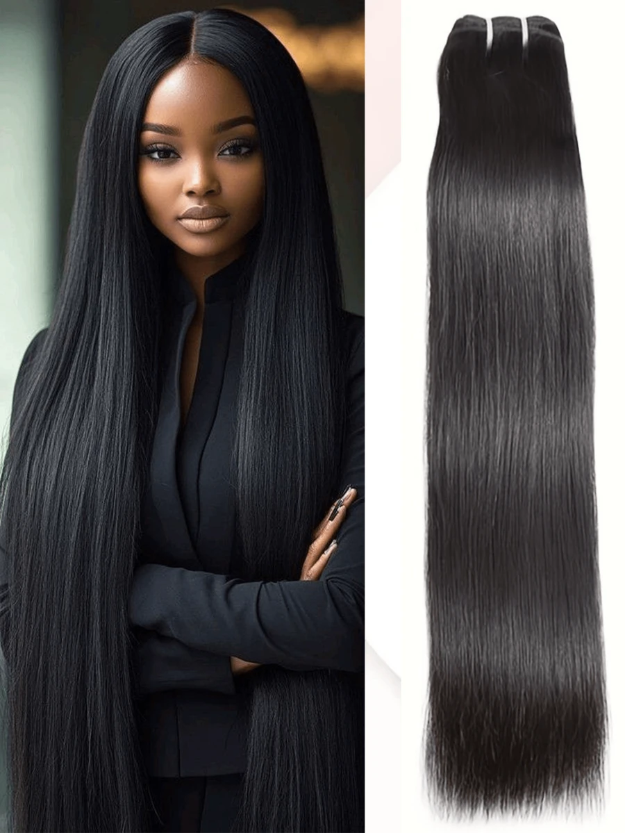 #613 # 1B Tóc thẳng tự nhiên, bó 2 lọn (18-30 inch), dệt đôi, phù hợp cho phụ nữ mọi chủng tộc, đa dạng kiểu tóc | Bó tóc thời trang | Tóc chất lượng cao