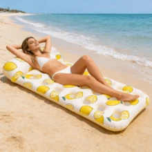 1pc Inflatable Lemon Floating Lounger, Fruit Style, Lemon Element, Water Floating Lounger Suitable For Water Entertainment, Beach Pool Party, Summer Beach, Inflatable Float, Requires Separate Purchase Of Air Pump - Lemon - View 4